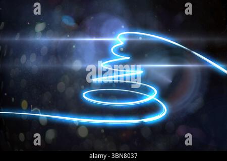 Digital composite image of blue light forming Christmas tree Stock Photo