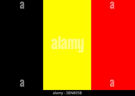 Flat design Belgian flag is showing vertical black yellow red stripes on transparent background Stock Photo