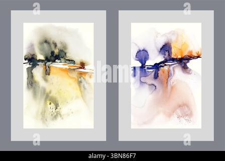 Artworks with chaotic composition that looks like splash or explosion of bright colors Stock Vector