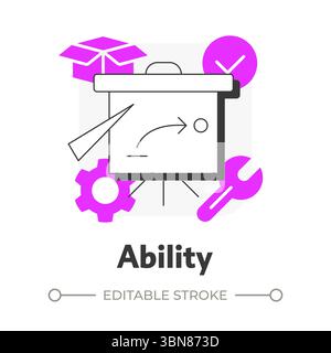 Ability flat outline concept icon Stock Vector