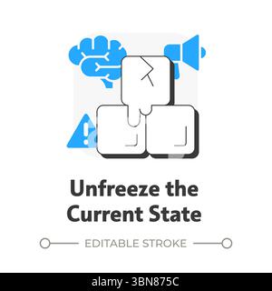 Unfreeze current state flat outline concept icon Stock Vector