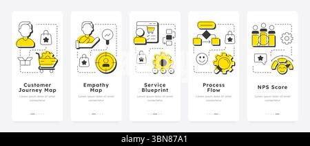 Gap analysis tools mobile app onboarding screens Stock Vector
