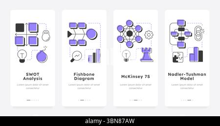Tools of gap analysis mobile app onboarding screens Stock Vector