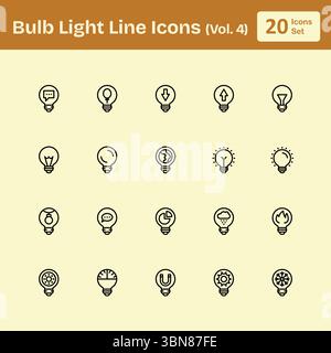 Bulb Light Line Icons (Vol. 4) Stock Vector