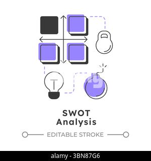 SWOT analysis modern linear concept icon Stock Vector