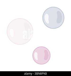 Minimalist vector illustration featuring three round, translucent shapes in soft pastel pink, purple, and gray. Ideal for clean, subtle backgrounds or Stock Vector