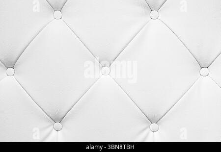 Wide Light white luxury upholstery sofa texture background clean gray vintage leather furniture pattern wallpaper, Panoramic elegant armchair Stock Photo
