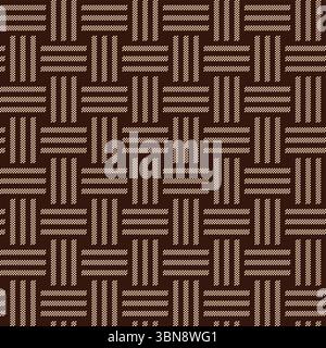 Wicker woven basket texture in brown. Seamless pattern vector illustration Stock Vector