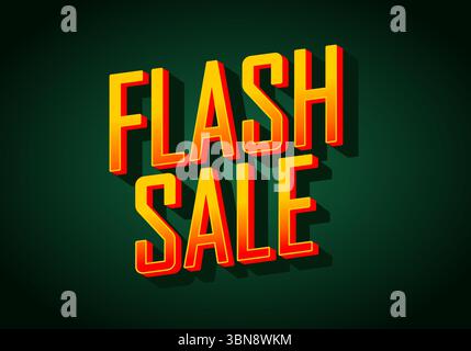 Bold and vibrant text reading FLASH SALE with a shadow effect on a dark green background, ideal for promotional materials Stock Vector