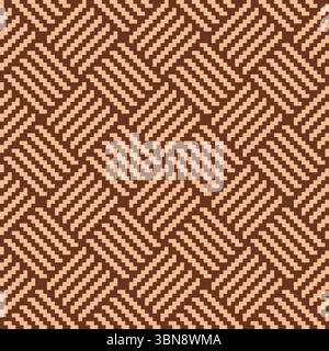 Wicker woven basket texture in light brown. Seamless pattern vector illustration Stock Vector