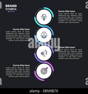 Infographic template with icons and 4 options or steps. Connected circles. Can be used for workflow layout, banner, diagram, webdesign. Vector illustr Stock Vector