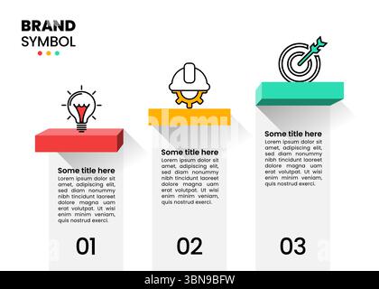 Infographic template with icons and 3 options or steps. Stairs. Can be used for workflow layout, banner, diagram, webdesign. Vector illustration Stock Vector