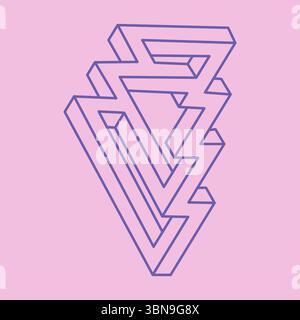 Optical illusion logo. Impossible shapes. Sacred geometry figures. Abstract eternal geometric objects. Impossible endless outline shapes. Op art Stock Vector