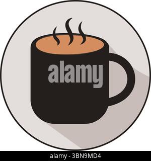 Charming mug icon, featuring a sleek flat design that captures the essence of cozy beverages. Stock Vector