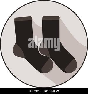 Fun socks icon, featuring a sleek flat design that captures the essence of cozy fashion. Stock Vector