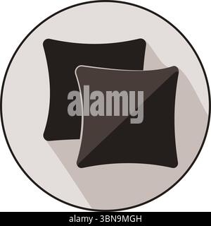 Cozy pillow icon, featuring a sleek flat design that embodies relaxation and home decor. Stock Vector
