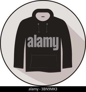 Hoodie icon, featuring a sleek flat design that captures the essence of modern fashion. Stock Vector