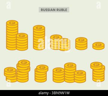 Ruble stack coin, flat icon money design, cash sign vector illustration ...