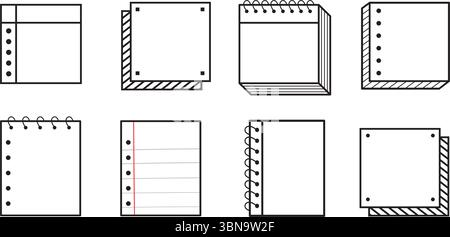 Square paper notes for daily planner, blank scrapbook stickers for to-do list or reminders Stock Vector