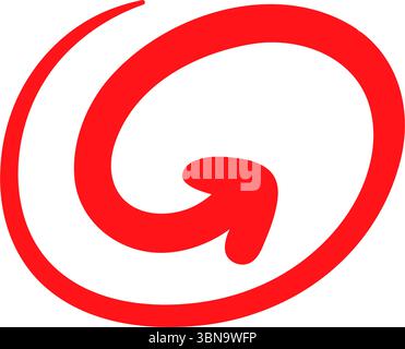Red arrow sign, arrow hand drawing style vector, red colored arrow sign, simple arrow symbol, clipart vector illustration on white background Stock Vector