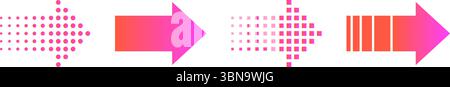 Gradient Halftone Arrow Vector Set. Dotted Isolated Elements. Modern Arrow Halftone Stock Vector