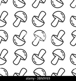 food seamless pattern. mushroom line icon. vector illustration Stock Vector