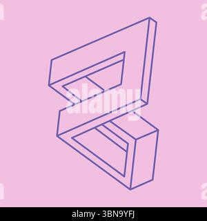 Impossible shapes, optical illusion figures, vector. Paradox. Optical art objects. Geometry modern logo. Stock Vector