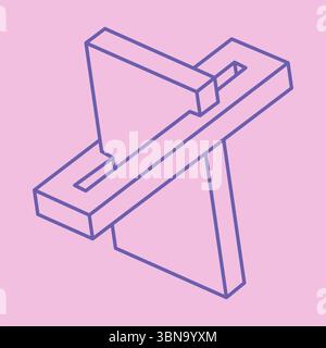 Impossible shapes. Sacred geometry logo. Optical illusion pattern. Abstract eternal geometric objects. Optical art. Impossible geometry symbol on a Stock Vector
