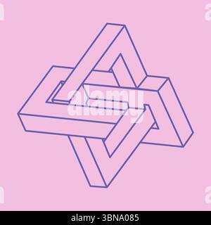 Optical illusion logo. Impossible shapes. Sacred geometry figures. Abstract eternal geometric objects. Impossible endless outline shapes. Optical art Stock Vector