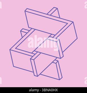 Logo. Optical art object. Impossible shape, optical illusion, vector. Geometric figures. Line art pattern. Stock Vector