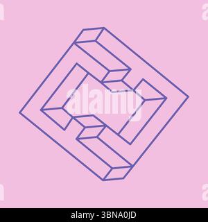 Impossible shapes, optical illusion logo, vector. Optical art objects. Geometric figures. Stock Vector