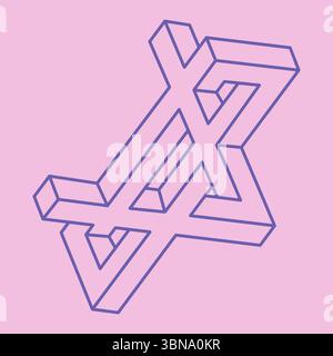 Optical illusion shapes, unreal geometric objects vector. Logo. Impossible figures. Sacred geometry. Optical art pattern. Stock Vector