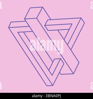 Impossible shapes, optical illusion logo, vector triangle. Optical art objects. Geometric figures. Stock Vector