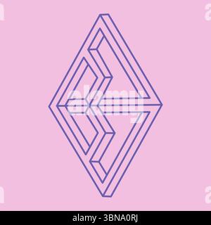Paradox geometry. Optical illusion object. Sacred geometric figures. Op art logo. Impossible shapes. Stock Vector
