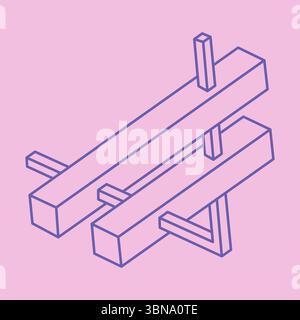 Impossible shapes, optical illusion, vector. Optical art objects. Logo. Geometric figures. Stock Vector