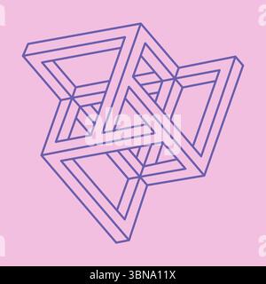 Impossible shapes vector. Optical illusion. Optical art pattern. Geometric figures. Escher paradox. Stock Vector