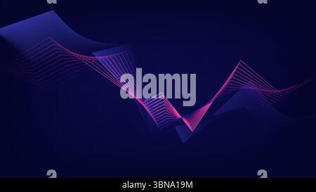 Abstract background 3D Dynamic pink and blue line wave pattern, Digital technology concept, vector illustration Stock Vector