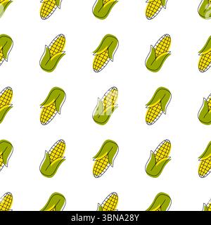 seamless corn pattern design with non fused lines, simple flat corn pattern template vector. concept for food, health, natural and plantation Stock Vector