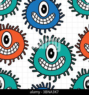 Cute germ seamless pattern Stock Vector