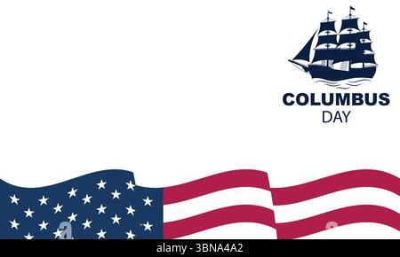 Columbus Day background banner with a ripple flag effect with space for text Stock Vector