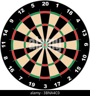 Dart Board graphic element, competitive sports target design isolated on a white background Stock Vector