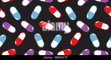 medical seamless pattern with colorful pills Stock Vector