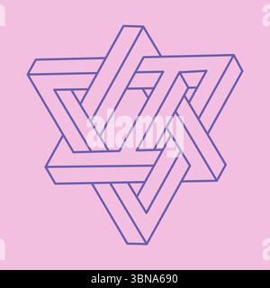 Impossible shapes. Abstract background. Sacred geometry logo. Optical illusion triangles. Abstract eternal geometric objects. Op art. Impossible Stock Vector
