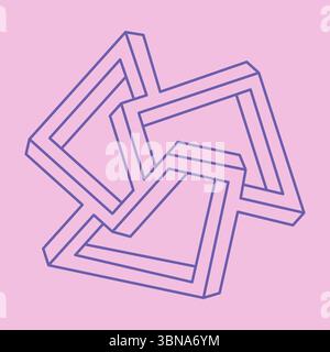Impossible shapes, optical illusion, vector. Optical art objects. Modern Logo. Geometric figures. Stock Vector