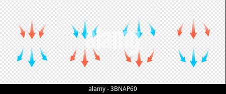 Abstract vector illustration of airflow and temperature concept. Features curved arrows, hot and cold waves, AC, heater, and HVAC elements. Transparent background for clean, futuristic energy designs. Stock Vector