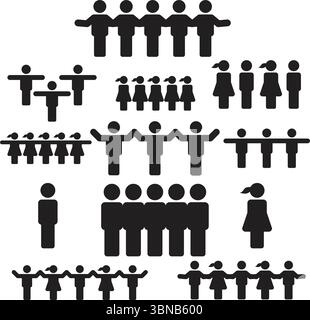 People icon vector male and female group of persons symbol avatar for business management team in flat color glyph pictogram illustration Stock Vector