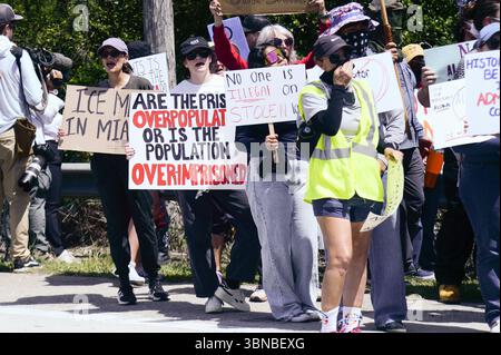 Ochopee, USA. 01st July, 2025. Demonstrators at the ICE detention ...