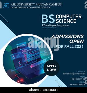 University Computer Science Admission Poster Design for Higher Education Promotion Stock Vector