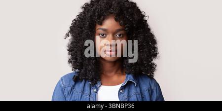 Closeup portrait of beautiful african american millennial woman Stock Photo