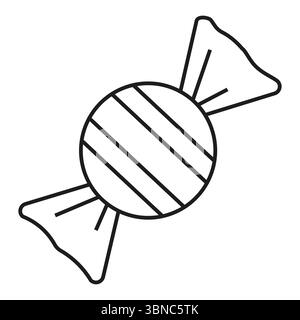 Wrapped candy icon. Sweet treat symbol. Striped wrapper element. Delicious sugar product. Stock Vector